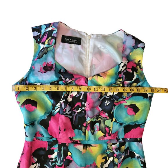 BLACK LABEL By EVAN PICONE Sleeveless Knee-Length Floral Watercolor Dress Size 8 - Picture 4 of 10